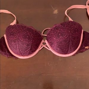 Marroon bra with pink trim